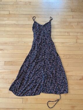 Sienna Sky Black Floral Slip Maxi Dress with Pink & Cream Blooms